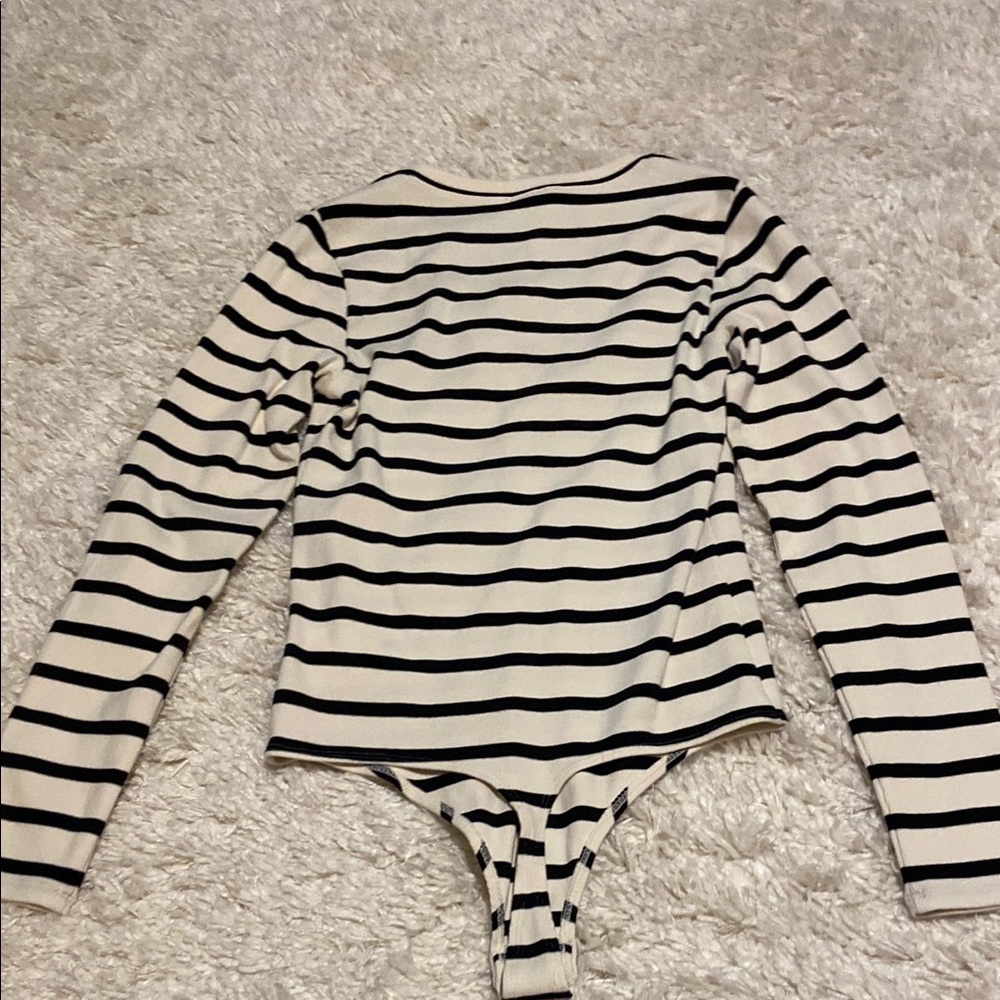 Express Black and White striped Henley bodysuit - Picture 5 of 5